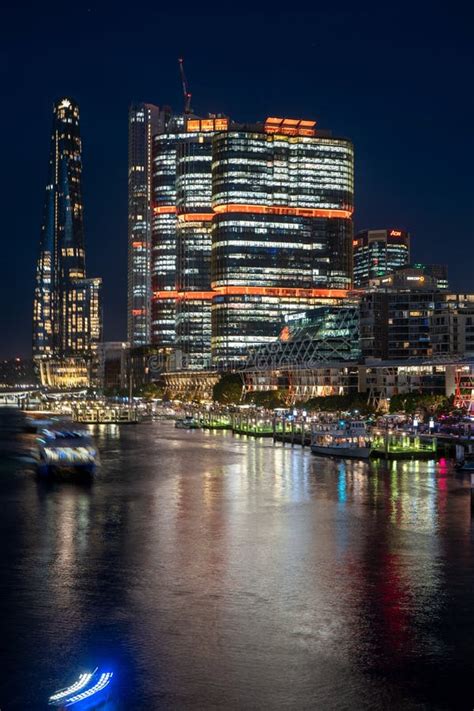 The Sydney Skyline at Night Editorial Image - Image of skyline ...