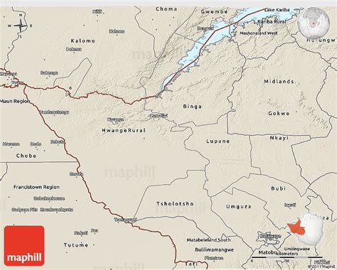 Shaded Relief 3D Map of Matabeleland North