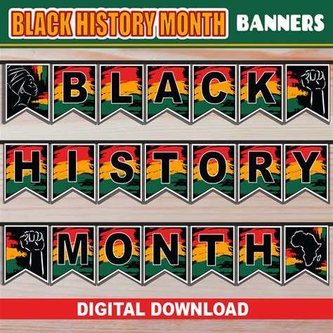 Black History Month PRINTABLE Banner Black History Month Garland ...