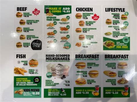 Menu at Triple O's restaurant, Vancouver, Grandview Hwy