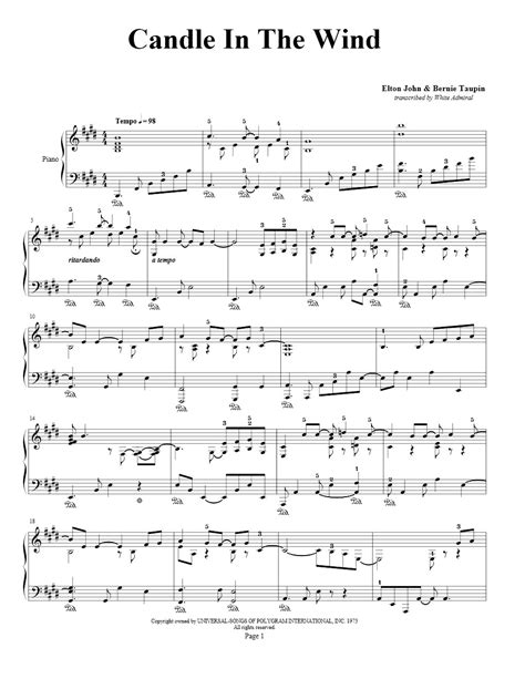 Candle In The Wind - Elton John | True Piano Transcriptions