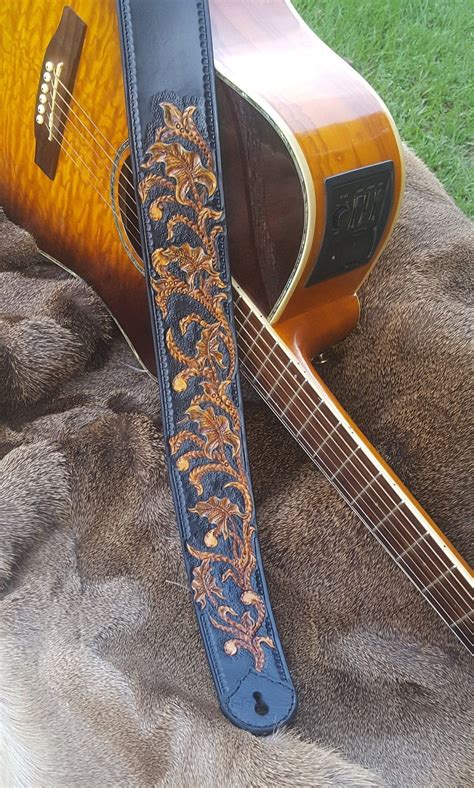 Handmade Leather Guitar Strap Western Tooled Design for | Etsy | Leather guitar straps, Guitar ...