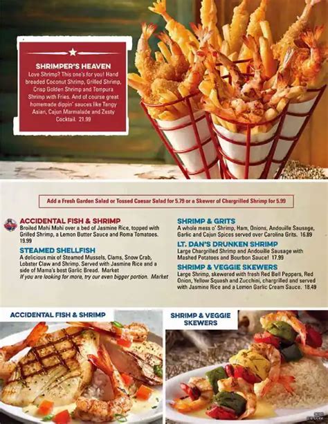 Menu at Bubba Gump Shrimp Co. restaurant, Galveston