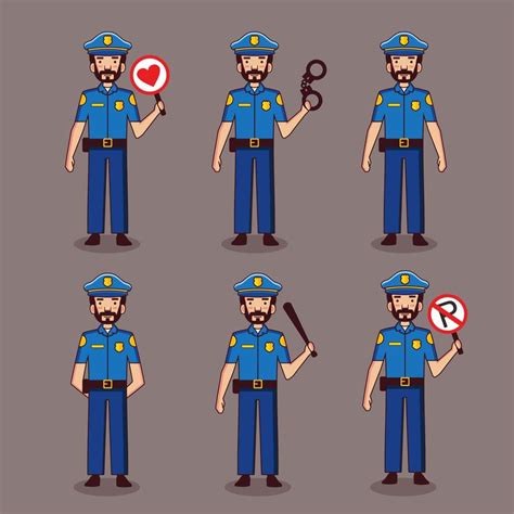 collection of police cartoon characters with various poses 11326784 ...