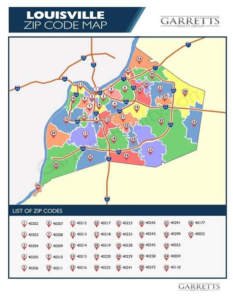 Map of Louisville zip codes - Louisville map with zip codes (Kentucky USA)