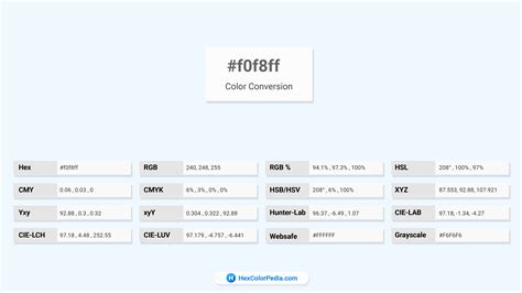 Alice Blue - Hex Color Conversion - Color Schemes - Color Shades - Pantone color | Hexcolorpedia