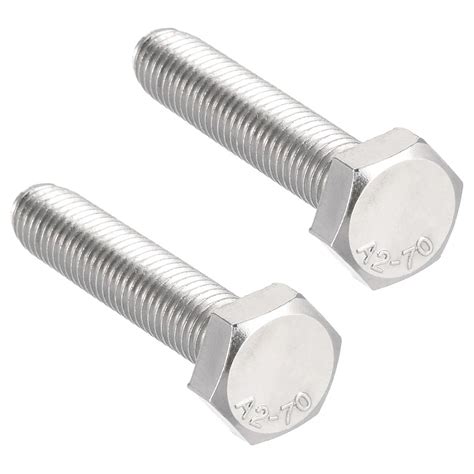 UXCELL 2Pcs Bolts M10 Thread 50mm 304 Stainless Steel Hex Head Left ...