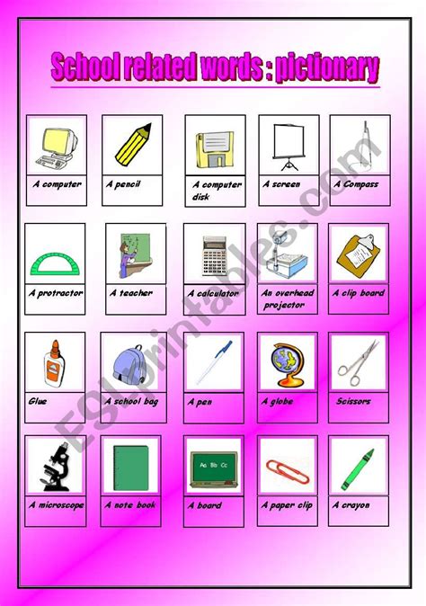 school related words - ESL worksheet by Bassouma