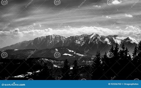 Mountain Range in Black and White Stock Photo - Image of mountains, mountain: 92556702