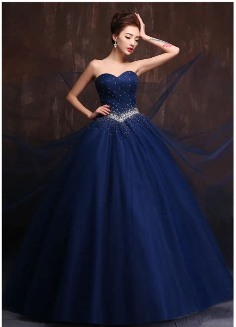 Custom Made Color And Size Vestidos De Noiva Royal Blue Wedding Gowns Navy Blue Wedding Dress ...