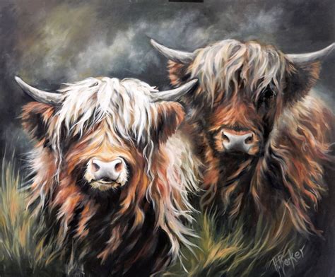 Highland Cow Art canvas prints by Hilary Barker at Mid Torrie Farm Callander in Scotland ...