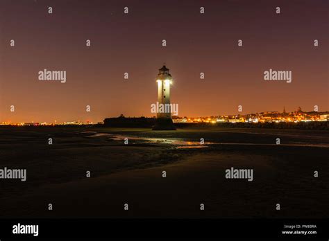 New Brighton Lighthouse at Sunset Stock Photo - Alamy