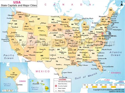 USA Map with Cities | Map of US with Major Cities | United states map, Us state map, Usa map