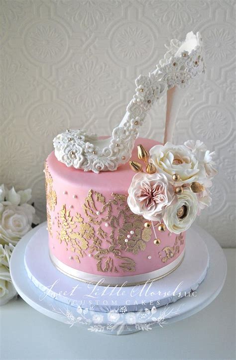 Blush Pink and Gold Bridal Shower Cake - Decorated Cake - CakesDecor