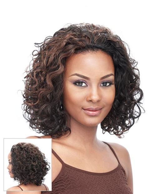 Sassy Brown Curly Chin Length Human Hair Wigs & Half Wigs, Bob Human ...