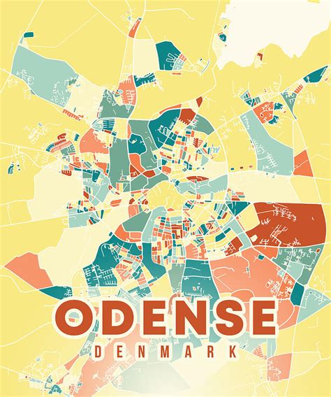 Odense Denmark Map Digital Art by Alexandru Chirila - Fine Art America