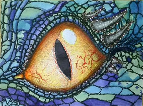 Bingham Elementary 4th grade Dragon eyes using warm and cool color theory. I drew the eye with ...