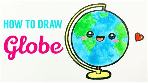 HOW TO DRAW GLOBE 🌎 | Easy & Cute Globe Earth Drawing Tutorial For Beginner / Kids - YouTube
