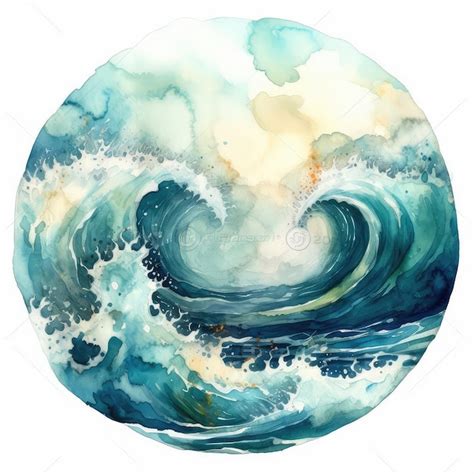 Premium AI Image | Watercolor handdrawn wave illustration