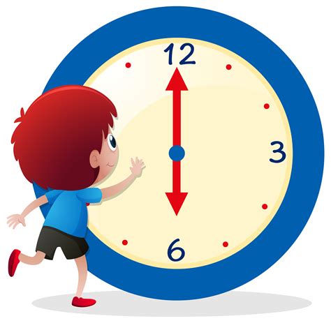 Boy telling time on blue clock 381737 Vector Art at Vecteezy