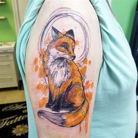 30+ Cute Watercolor Fox Tattoos | Cartoon tattoo artist, Watercolor fox, Animal tattoos