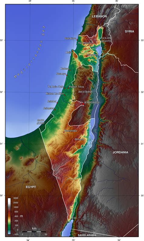 Map of Israel (Topographic Map) : Worldofmaps.net - online Maps and Travel Information