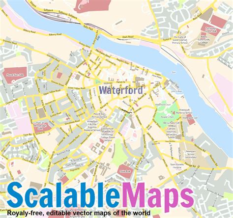 ScalableMaps: Vector map of Waterford (center) (colorful city map theme)