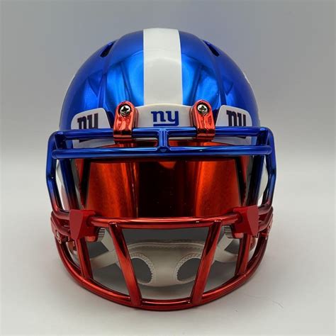 New York Giants CUSTOM 2-Tone Chrome with Visor Mini Football Helmet | eBay