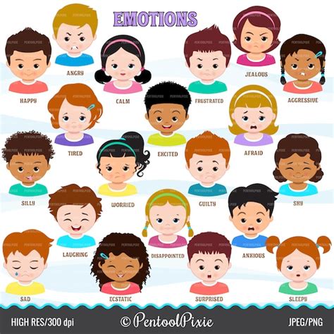 Emotionen Clipart Ausdrücke Clipart Kinder Clipart | Etsy