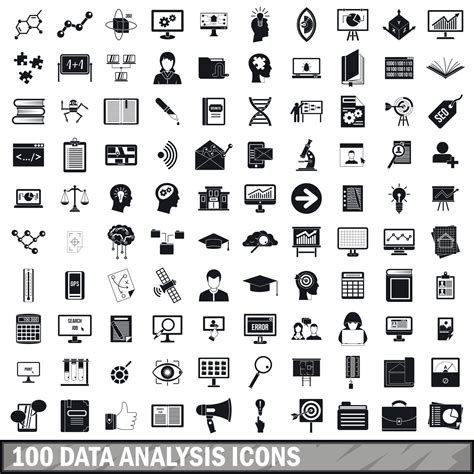 100 data analysis icons set, simple style 8552181 Vector Art at Vecteezy