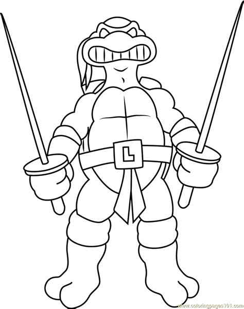 Leonardo With Swords Coloring Page for Kids - Free Teenage Mutant Ninja ...