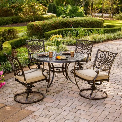 Hanover Outdoor Furniture Traditions 5-Piece Bronze Metal Frame Patio ...