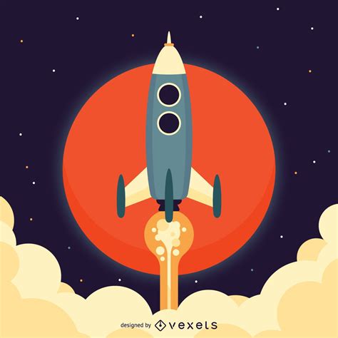 Flat Rocket Space Illustration Vector Download