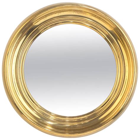 French Vintage Round Brass Mirror at 1stdibs