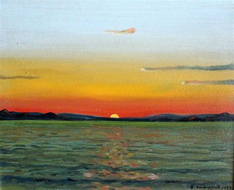 Oil Painting of Sunrise/Sunset on Ocean Horizon by Felix