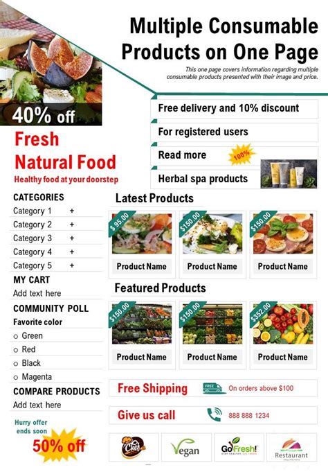 Multiple Consumable Products On One Page Presentation Report Infographic PPT PDF Document ...