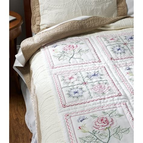 Bucilla Stamped Embroidery Quilt Blocks 15"X15" 6/Pkg-Floral - Walmart ...