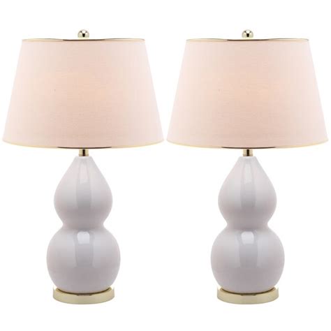 Safavieh Lighting 25.5-inch Zoey Double Gourd White Table Lamps (Set of 2) - 14999966 ...