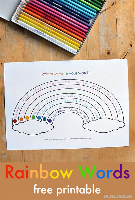 Free printable rainbow writing sheets - NurtureStore | Rainbow writing ...