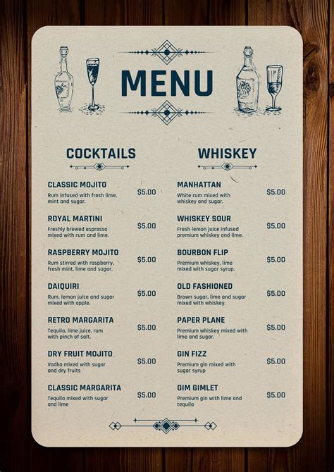 Free Printable And Customizable Bar Menu Templates Canva, 43% OFF