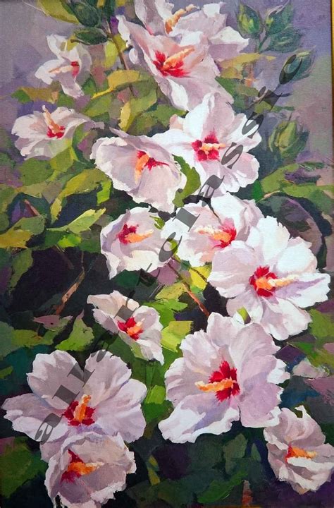 White Flowers Original Oil Painting