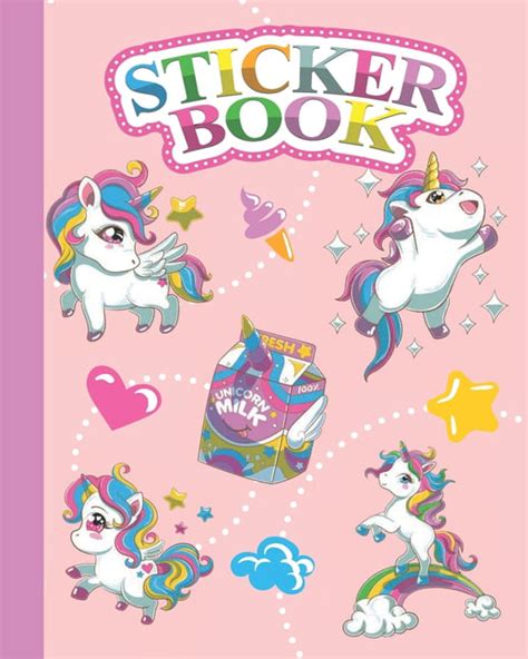 Sticker Book : Permanent Blank Sticker Collection Book for Girls with Cute Kawaii Unicorns ...