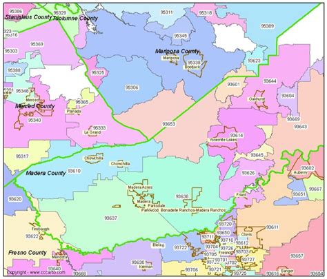 Madera County, CA Zip Code Map - Detailed CA Zip Code Maps