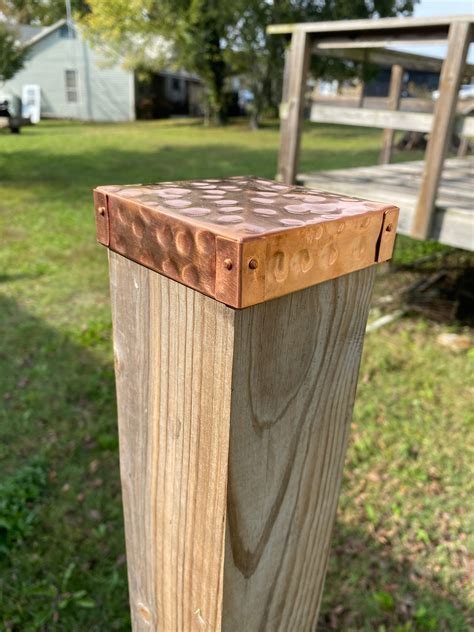 Hammered Copper Decor Post Cap 4x4 Solid Copper Post Cap | Etsy