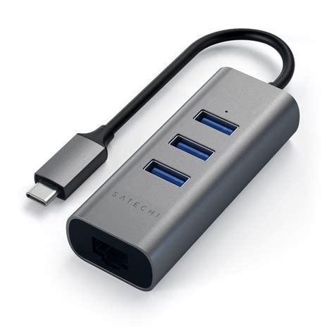 Satechi USB-C 2-in-1 USB 3.0 3-Port Hub & Ethernet - JB Hi-Fi