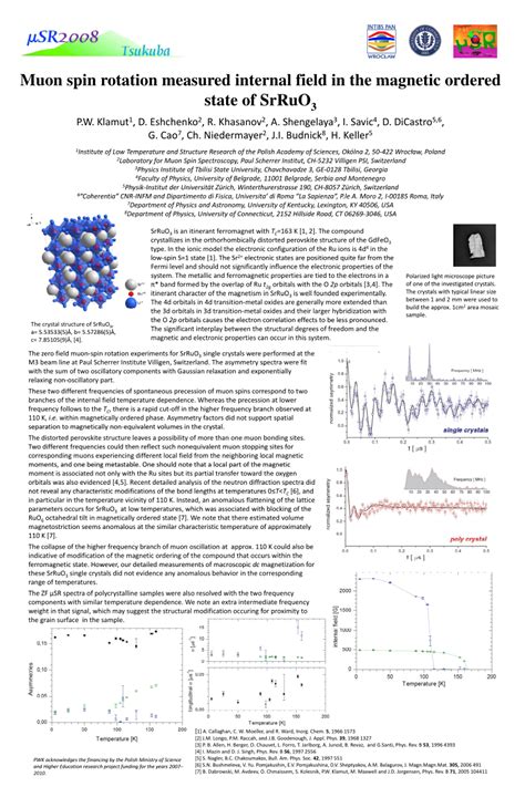 (PDF) Muon Spin Rotation Measured Internal Field in the Magnetic Ordered State of SrRuO_{3}