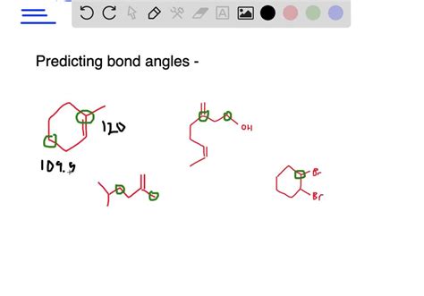 Predict all bond angles about each highlighted carbon atom. | Numerade