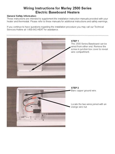 Wiring Instructions for Marley 2500 Series Electric Baseboard Heaters X ...