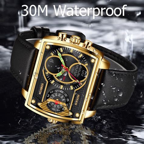 Men's Fashion Square Shape Dual Digital Display Waterproof Watch ...