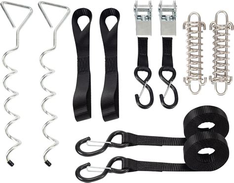 Buy RV Awning Tie Down Anchor Kit with Ratchet Tie Down Strap and Buffer Tension Spring Online ...